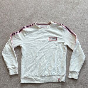 Hunter Cream Crewneck with Red and Black Stripes